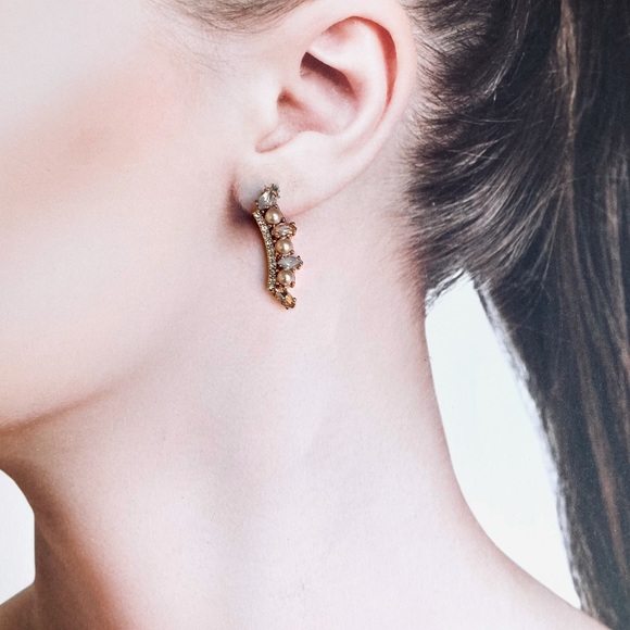 MARCHESA Champagne Pearl Rose Gold Pin Earrings - Picture 1 of 5